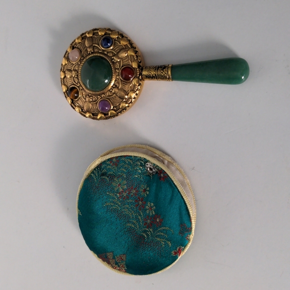 Accessories - VTG Brass/Jade Hand Mirror